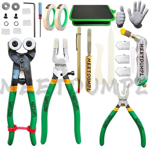 Stained Glass Kit，Stained Glass Supplies，Glass Cutters Tools,Heavy Duty Glass Running Pliers，Wheeled Glass Nippers，Breaker Grozer Pliers，Glass Cutter，for Stained Glass,Mosaics,Fusing,Breaking (7) - Image 1