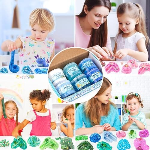 6 Packs Slemes, Blue Slime Kit - Cloud Slime kit for Boys Girls Ages 8-12, for Kids Slime Set Party kit Goodie Bag Stuffers, 4 5 6 7 8 9 10 Year Old Girl Birthday Gift Cute Stuff thumbnail 9