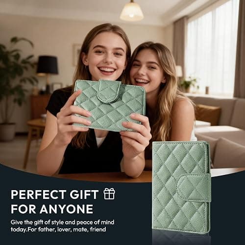 Passport Holder for Travel RFID Passport Holder with Airtag Compact Leather Passport Cover Case with Card Holders SIM Slots Passport Wallet for Women Men Airport Essentials Gift thumbnail 7