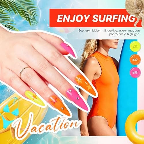 Peacecolor 83Pcs Gel Nail Polish Kit with U V Light and Drill, 56 Colors All Seasons Soak Off Gel Polish Set Cat Eye Gel with Matte/Glossy Glitter Base Top Coat Manicure Nail Kit Gifts for Women Girls thumbnail 3