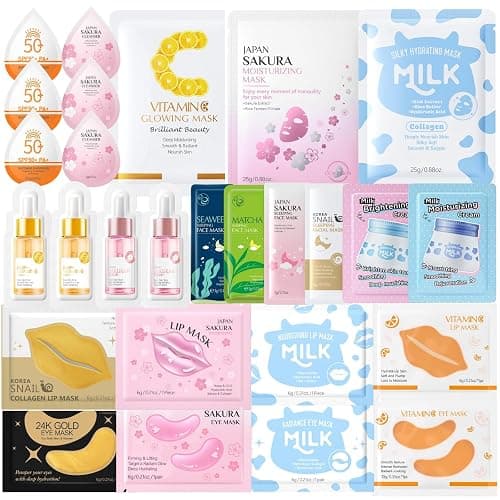 27PCS Pamper Gifts for Women - Teenage Girls Gifts - Skincare Set with Face Mask,Sleeping Face Mask,Face Serum,Face Cream,Body Cream,Lip Mask,Eye Patch - Birthday Gifts for Women - Skin Care Gift Set - Image 1