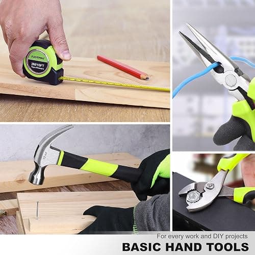 FASTPRO 177-Piece 20V Cordless Lithium-ion Drill Driver and Home Tool Set, Household Repairing Tool Kit with Drill in Storage Case, Green thumbnail 6