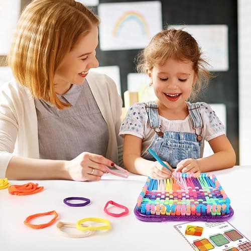 Weaving Loom Kit Toys Crafts - Arts and Crafts for Kids and Adults - Great Birthday Gifts for Girls Ages 6 7 8-12 13 Years Old - Sturdy Frame Potholder Loom Making Kits Portable Box and Craft Loops thumbnail 5