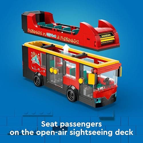 LEGO City Red Double-Decker Sightseeing Bus Toy Vehicle Set, Birthday Gift for 7 Year Olds, for Kids, Double-Decker London Bus Toy, 5 Characters Including a Baby and Stroller, 60407 thumbnail 3