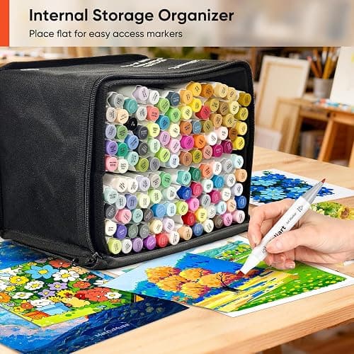 Caliart 121 Colors Alcohol Markers Dual Tip Art Marker Set Chisel & Fine | Permanent Colored Pens with Case for Beginners Artists Adults Coloring Book Sketch Illustration Painting School Supplies Gift thumbnail 9