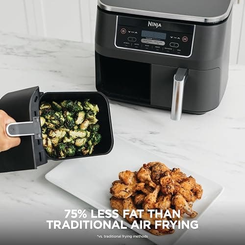 Ninja DZ201 Foodi 8 Quart 6-in-1 DualZone 2-Basket Air Fryer with 2 Independent Frying Baskets, Match Cook & Smart Finish to Roast, Broil, Dehydrate & More for Quick, Easy Meals, Grey thumbnail 7