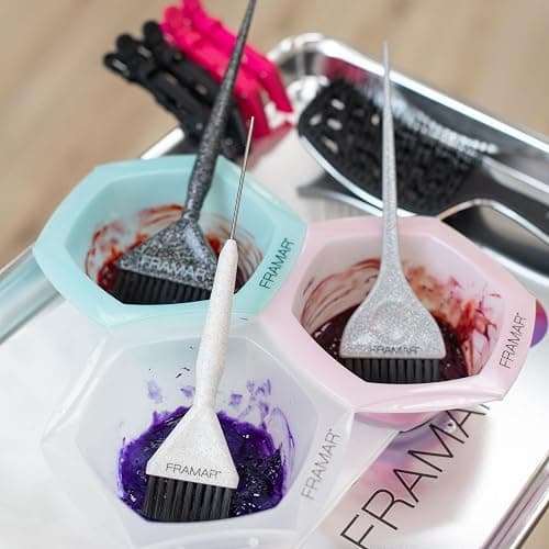 FRAMAR Hair Color Brush Set – Glitter Color Brush, Hair Dye Brush Kit, Hair Coloring Brush - Multi-Colored Connect and Color Bowl Set – Mixing Bowls for Hair Color thumbnail 4