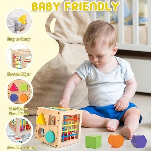 Winique Formsortier-Holzspielzeug ab 1 Jahr, Montessori sensorisches Spielzeug, Babyblöcke, Feinmotorik Sortierspiele für frühes Lernen, Geschenk für Kleinkinder Jungen Mädchen ab 12 Monate thumbnail 7