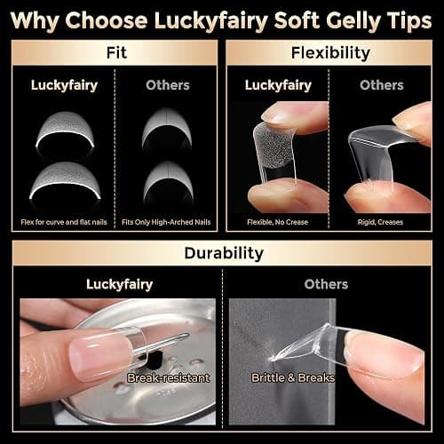Nail Tips Square: 504PCS Tri-Layer Core Short Square Gel Nail Tips, 12 Sizes Soft Clear Nails Full Cover Acrylic False Fake Nails for Women Flat & Natural Nail Extensions Home thumbnail 7
