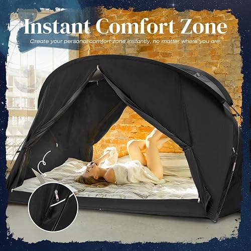 uniHimal Bed Tent Canopy Twin, Blackout Portable Sleep Tent Easy Setup, Breathable Mesh, Privacy Curtains for Adults, Ideal for Indoor thumbnail 6