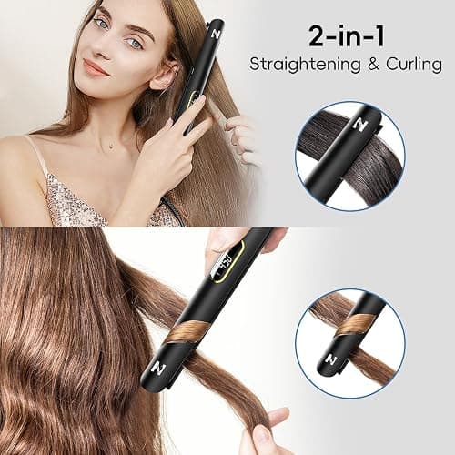 Nicebay 1” Titanium Flat Iron, Fast Heating Hair Straightener & Curler,with 5 Temp Settings, Negative Ion Technology,Travel-Friendly, Smooth Salon Design thumbnail 4