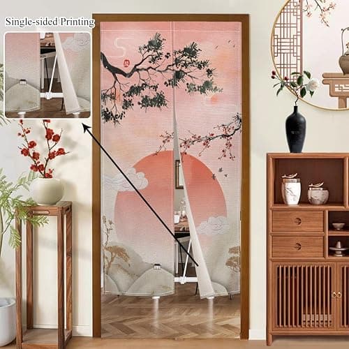 Leowefowa Japanese Traditional Noren Doorway Curtain Long Style Japanese Boho Mount Sun Printed Window Treatment Fengshui Noren Door Curtain Tapestry Panel for Room Divider Home Decor, 28.3"x 47.2" thumbnail 3