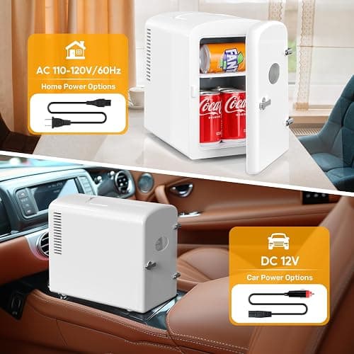 HealSmart Mini Fridge with Observation Window 6L/9 Can Skincare Beverage Small Refrigerator, 100% Freon-Free Compact Cooler and Heater for Bedroom, Office, Dorm, Car, White thumbnail 5