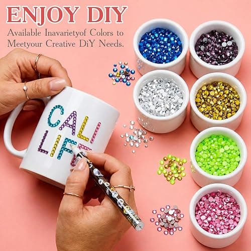 100000Pcs Bedazzling Kit with 4MM Rhinestones, 4 Boxes 56 Colors Flatback Crystal Gems Glass Diamonds with 3 B7000 Glues, Wax Pen, Tweezers, Trays for Nail Art, DIY Crafts, Tumbler Bling, Fabric Decor thumbnail 5