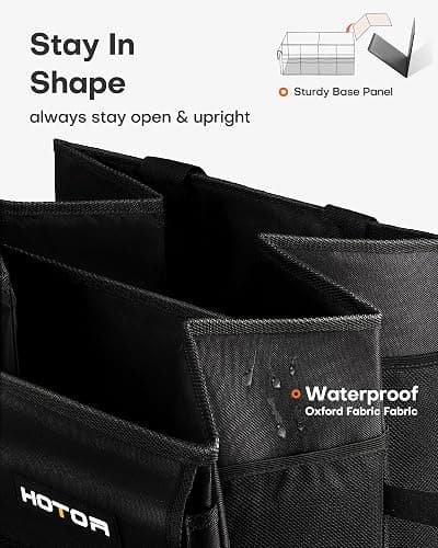 HOTOR Trunk Organizer - Car Organizer, Foldable Trunk organizer for SUVs & Sedans, Sturdy Car Organization for Car Accessories, Tools, Sundries, Black, 2 Compartments, 21.3"×12.6"×10.6" - Medium - Black thumbnail 4