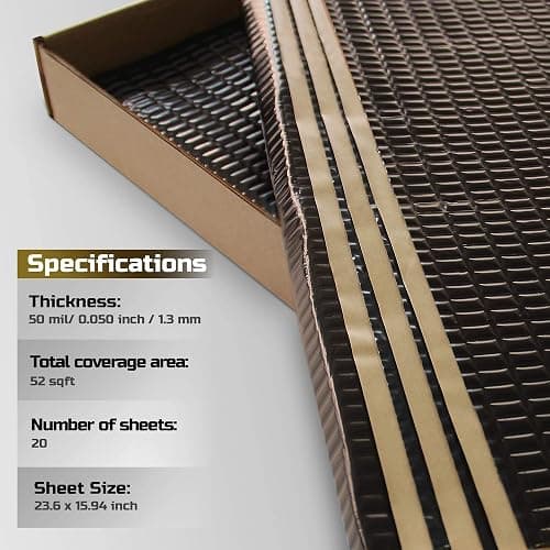Siless Black 50 mil 52 sqft Sound Deadening mat - Sound Deadener Mat - Car Sound Dampening Material - Sound dampener - Sound deadening Material Sound Insulation - Car Sound deadening thumbnail 3
