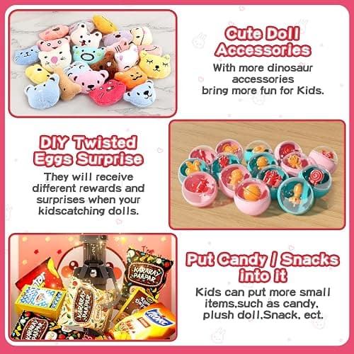 Aiqi 30 PCS Claw Machine for Kids, Mini Vending Machine with Lights Sound, Electronic Prize Dispenser for Kids Girl Ages 3-6, Claw Toys Game Gifts for 3 4 5 6 7 8 Years Old Girls thumbnail 4