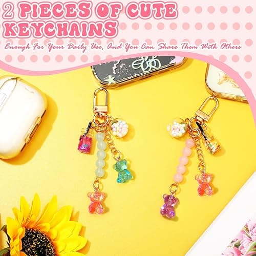 Ecally Cute Resin Bear Keychain Macaron Bear Keychains Candy Pendant Jewelry Gift Bag Key Ring Accessories for Girl Women thumbnail 2