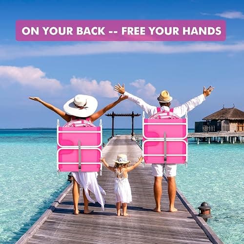 Backpack Beach Tanning Chair with Canopy Sun Shade & Face Hole, 6 Position Folding Lounge Sun Chair for Adults Outside Reading Sunbathing Poolside Camping Lawn, UPF 50+, Pink, Patent Design thumbnail 5