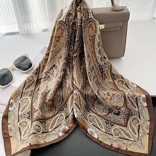 Sumolux Head Hair Scarf for Women Like Satin Silk Scarf Bandana | Hair Wrapping Night, Large Square Scarves 27.5", Fashion Neck Scarves thumbnail 6