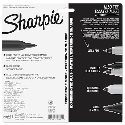 Sharpie Permanent Markers, Fine Tip, 12 Count - Quick Drying, Fade Resistant, Arts & Crafts, Desk, Office Supplies thumbnail 8