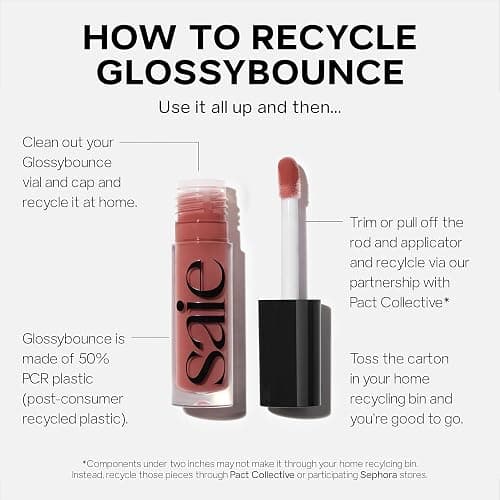 Saie Glossybounce - Hydrating Lip Gloss and Tinted Lip Oil Hybrid with Hyaluronic Acid & Jojoba Oil for Non-Sticky, Ultra-Shiny, Plump & Soft Lips - Everyday Makeup Essential - Kiss (.17 oz) thumbnail 8