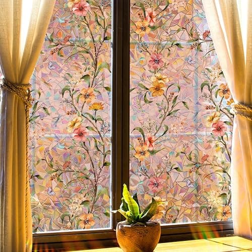 WBQMUNY Stained Glass Window Film,Window Privacy Films,Rainbow Glass Decals Stickers for Home Anti UV17.7" x 43.3" thumbnail 5