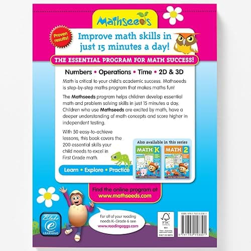 Kindergarten, 1st Grade & 2nd Grade Math Workbook Ages 4-8, 600 Essential Lessons, Numbers, Operations, Fractions, Shapes, Worksheets + Yearly Planner, 260 Full Color Pages Each, Mathseeds thumbnail 5