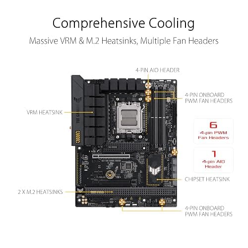 ASUS TUF GAMING B650-PLUS WIFI AMD Ryzen AM5 ATX motherboard, 14 power stages, PCIe 5.0 M.2 support, DDR5 memory, WiFi 6 and 2.5 Gb Ethernet, USB4 support and Aura Sync thumbnail 4
