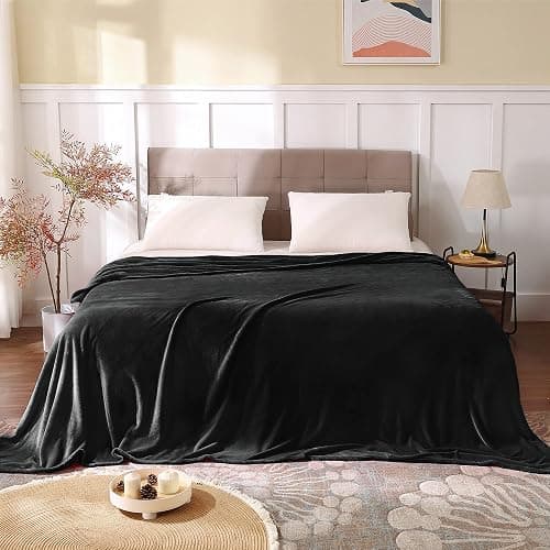 BEDELITE Fleece Blankets Queen Size for Bed, Luxury Plush Cozy Fuzzy Black Blanket 90x90 Inches, Super Soft Warm Lightweight Throw Blanket All Seasons Suitable thumbnail 2