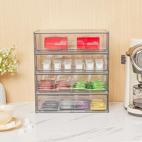 Vtopmart 12.1''W Clear Stackable Storage Drawers,3 Pack Acrylic Plastic Organizers Bins for Makeup Palettes, Cosmetics, and Beauty Supplies,Ideal for Vanity, Bathroom,Cabinet,Desk Organization thumbnail 7