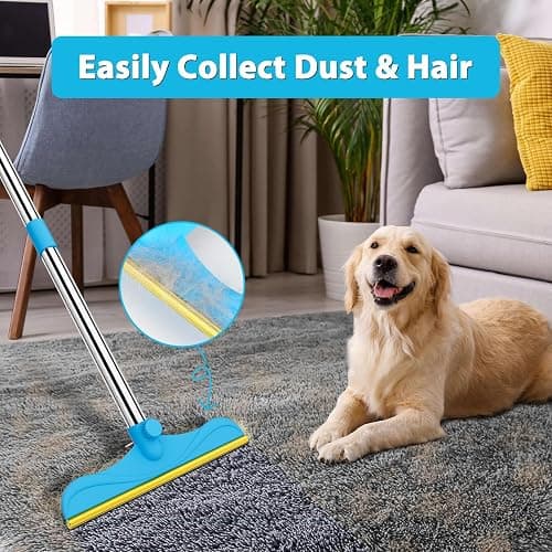 Eaersan 3 in 1 Carpet Rake Kit for Pet Hair Removal Tool - 45” Adjustable Long Handle Pet Hair Remover, Reusable Carpet Scraper Dog Cat Deep Hair Cleaner Remover Tool for Rugs, Mats, Couch, Furniture thumbnail 3