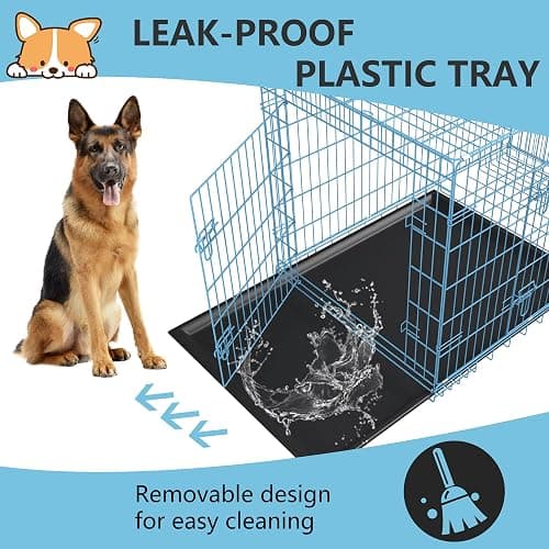 blue metal dog crate thumbnail 5