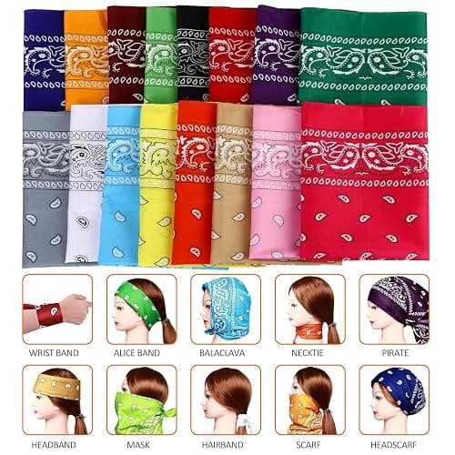 16pcs Bandanas Multi-Purpose Party Outdoor Favor Scarf Headband Handkerchiefs for Women Men Boy Girls thumbnail 4