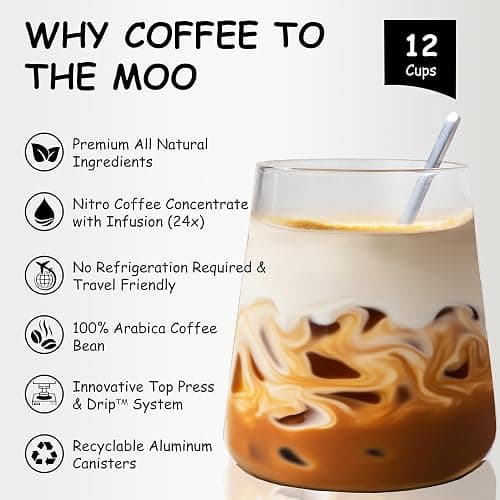 Coffee to the Moo Nitro Cold Brew Coffee Concentrate - Mix Pack (KETO, Collagen & Mushroom Coffee) | Instant Iced or Hot | Pocket/Purse Sized, Travel & Gifts Friendly | Makes 12 Cups thumbnail 5