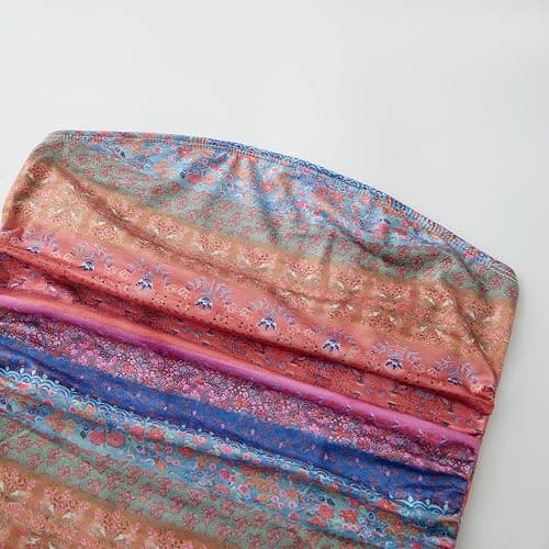 Women Y2K Tie Dye Tube Tops Summer Strapless Backless Floral Print Bandeau Crop Tops Cute Boho Cami Tops thumbnail 7