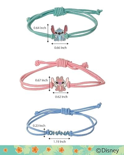 Disney Lilo & Stitch Bracelet 3-Piece Set Official License, Stitch and Angel Cord Friendship Bracelet, Lilo and Stitch Gifts thumbnail 4