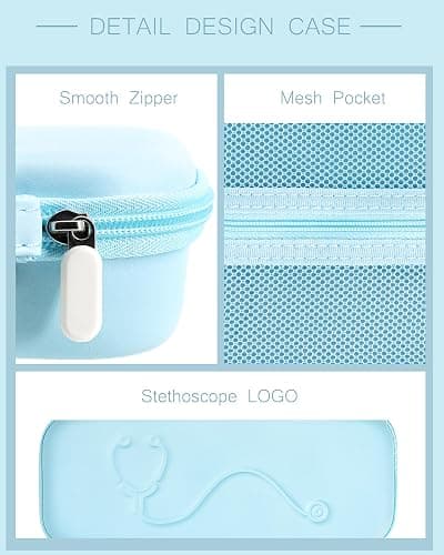 Stethoscope Case for 3M Littmann Classic III & Lightweight II S.E, Blue | for MDF Stethoscope, Hard Shell Carrying Case with Mesh Pocket & Handle, Nursing Students Essential Accessories, Case Only thumbnail 4