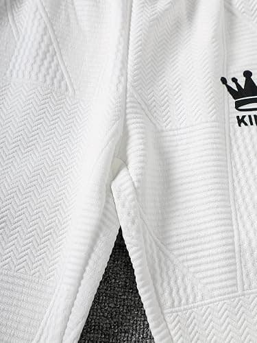Fdqin 6 Pcs Boys Sweatsuit Letter Print Long Sleeve Pullover Sweatshirt Jogger Pant Set 3-14 Years thumbnail 5