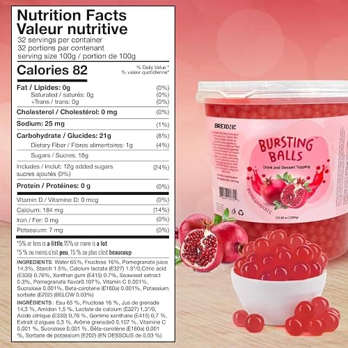 Pomegranate Boba Pearls, Pomegranate Popping Boba Bursting Boba Bubble Tapioca Pearls For Bubble Tea, No Artificial Colors (7 LB Pack of 1) thumbnail 2