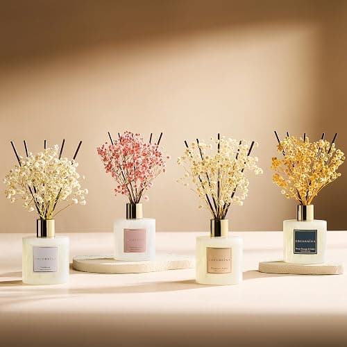 COCORRÍNA Reed Diffuser - Moroccan Amber 6.7 Fl.oz Reed Diffuser Set with Sticks & Preserved Baby's Breath, Reed Diffuser for Home Bathroom Shelf Decor thumbnail 7