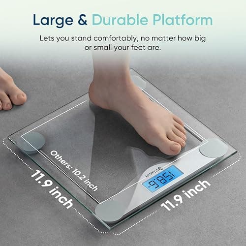 Etekcity Digital Body Weight Bathroom Scale, Large Blue LCD Backlight Display, High Precision Measurements,6mm Tempered Glass, 400 Pounds thumbnail 4