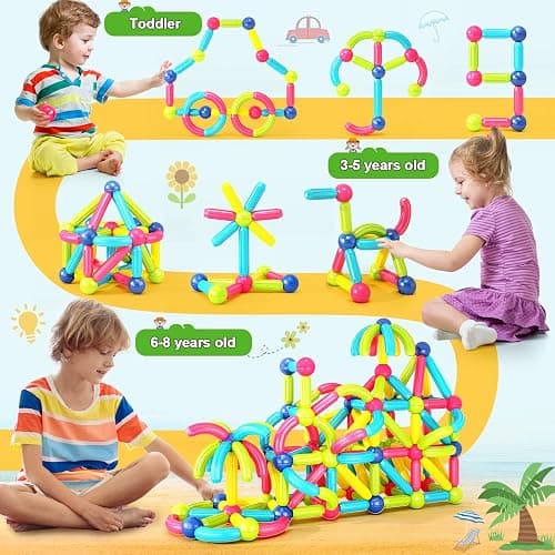 Loovio Magnet Toys for 3 Year Old Boys & Girls, Montessori Toys for Toddlers Kids, Magnetic Blocks Building DIY Learning Educational Toys Gift- Starter Set thumbnail 6