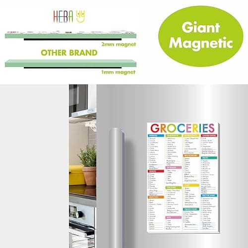 Hebayy 90 Sheets Fastcheck Grocery List Magnet Pad, 110 Printed Common Food for Fridge and Blank Grocery Shopping Spaces for Home. Size 6”x 9” thumbnail 3