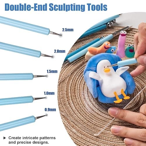 Dotting Tools, Silicone Clay Sculpting Tool, Ceramic Clay Ball Stylus Dot Painting Tools, Pottery Embossing Tool for Rock, Nail, Blending, Drawing, Modeling thumbnail 5