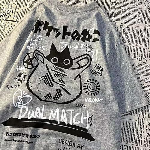 LREUIP Gothic Oversized Printed T-Shirt Harajuku Street Trend Men and Women's Personality Loose Print Punk Short Sleeve thumbnail 5