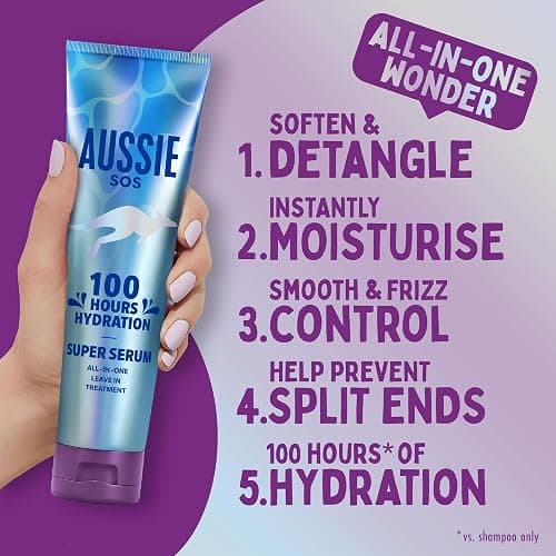 Aussie Super Serum Leave In Conditioner Hair Serum Treatment, For Dry, Damaged Hair. 100 Hours of Hydration, Smooth, Soften, Detangle, Prevent Split Ends and Boost Shine, 160ml thumbnail 2