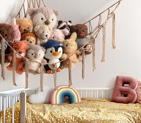 Stuffed Animal Storage Hammock or Net Corner - Large Toy Hammock Net for Stuffed Animals Room Decor - Cute Stuff Animal Organizer Plush Holder - Kids Baby Nursery Essentials Wall Bedroom Home Decor thumbnail 2