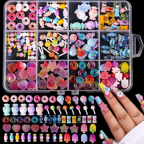 3D Mix Assorted Color Acrylic Multi Cute Nail Art Charms Hollow Candy Jewelry Supplies for Nail Art Design DIY Crafts Accessories (Macaron Candy) - Image 1
