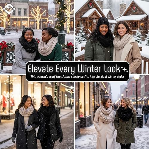 Funky Junque Infinity Scarf for Women – Oversized Chunky Winter Scarf, Colorful Fall Scarves, Soft Sweater Wrap Cozy Style thumbnail 4